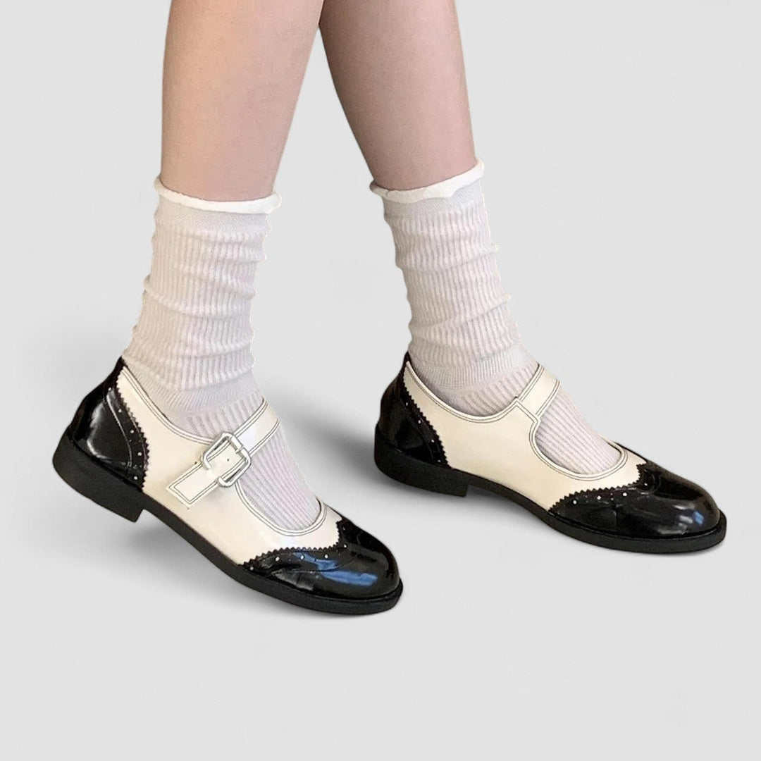 Leonie – Flache zweifarbige Mary-Jane-Schuhe