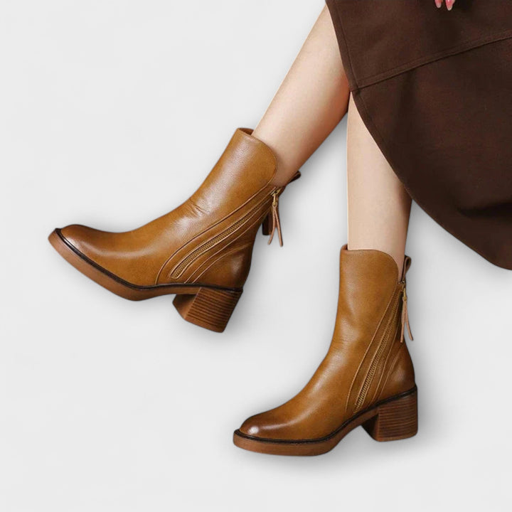 Marlene - Lederstiefel mit Blockabsatz