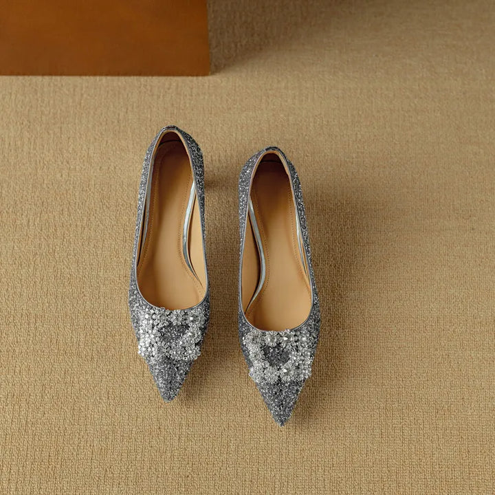 Theresa – Glitzer-Pumps mit Schmuckschnalle