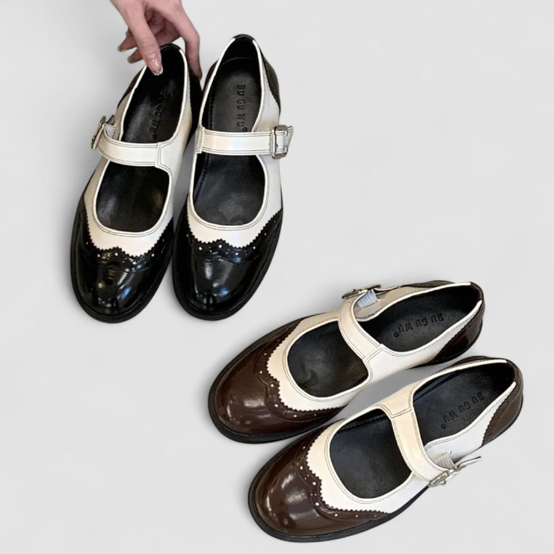 Leonie – Flache zweifarbige Mary-Jane-Schuhe