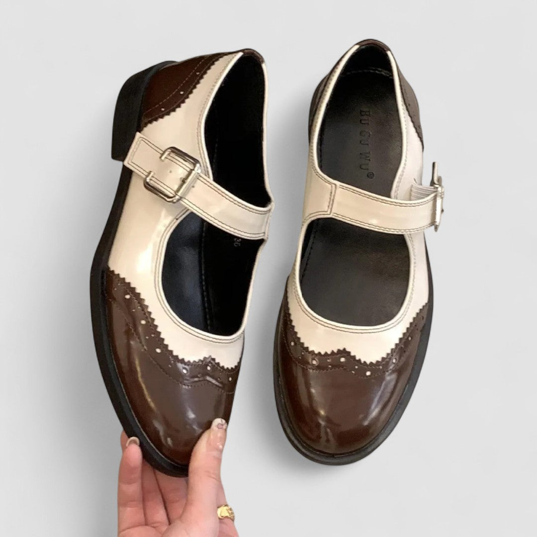 Leonie – Flache zweifarbige Mary-Jane-Schuhe