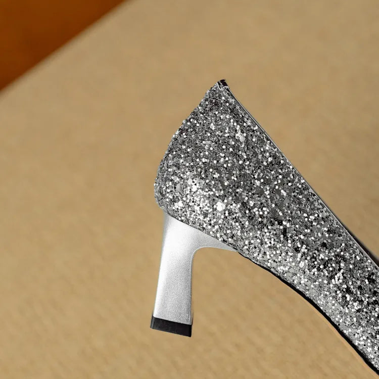 Theresa – Glitzer-Pumps mit Schmuckschnalle