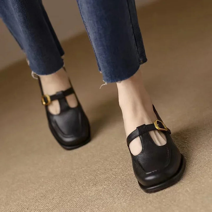 Emilia – T-Steg-Schuhe im Retro-Stil mit Blockabsatz