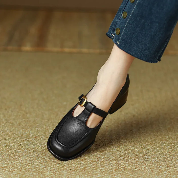 Emilia – T-Steg-Schuhe im Retro-Stil mit Blockabsatz