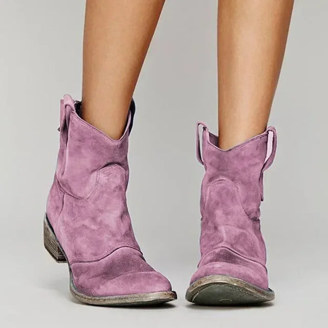 Hanne | Wildleder-Cowboystiefeletten mit Blockabsatz für Damen