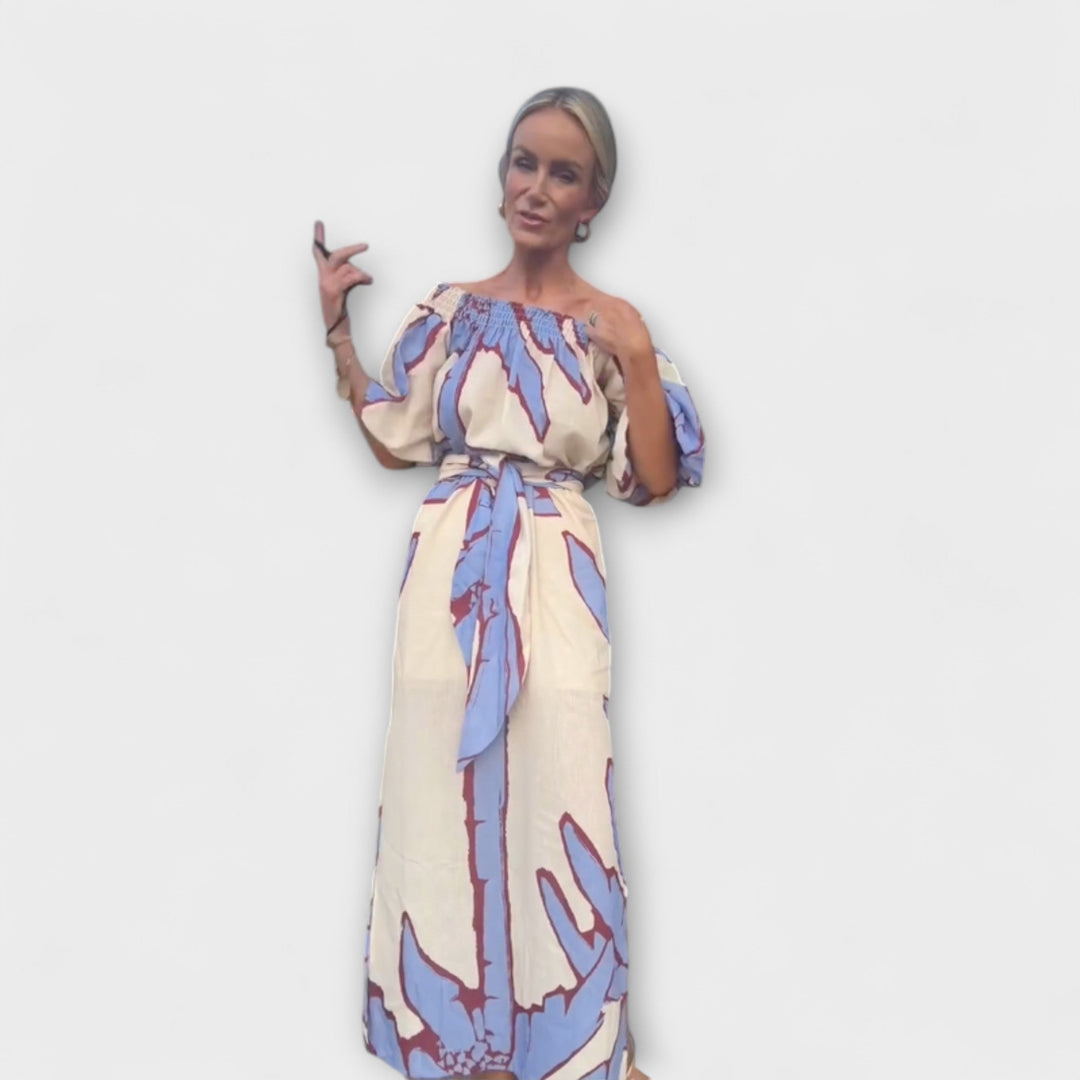 Georgia - Buntes Off-Shoulder-Maxikleid mit Print