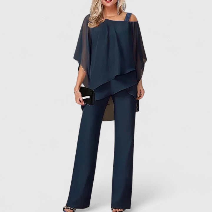 Suri | Set mit weiter Hose und drapiertem Oberteil für Damen