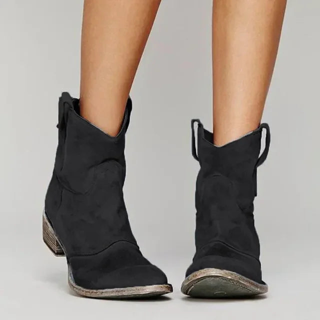 Hanne | Wildleder-Cowboystiefeletten mit Blockabsatz für Damen