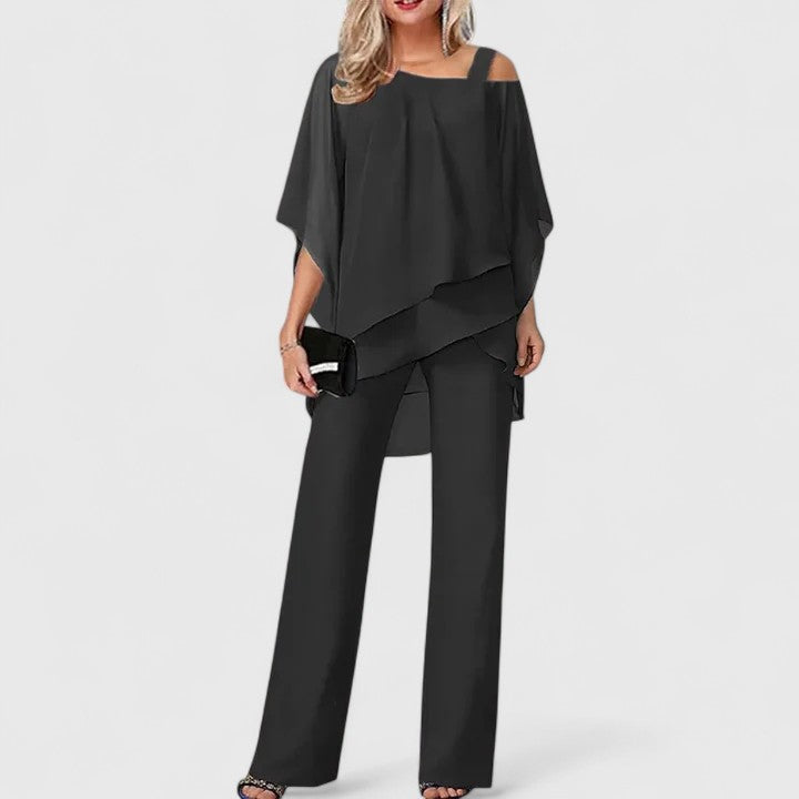 Suri | Set mit weiter Hose und drapiertem Oberteil für Damen