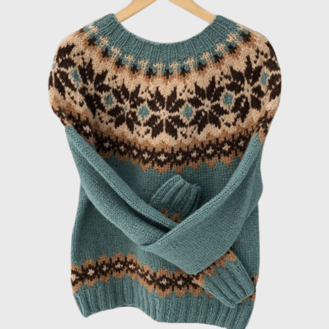 Ocean Pine | Grüner Pullover mit Norweger-Muster