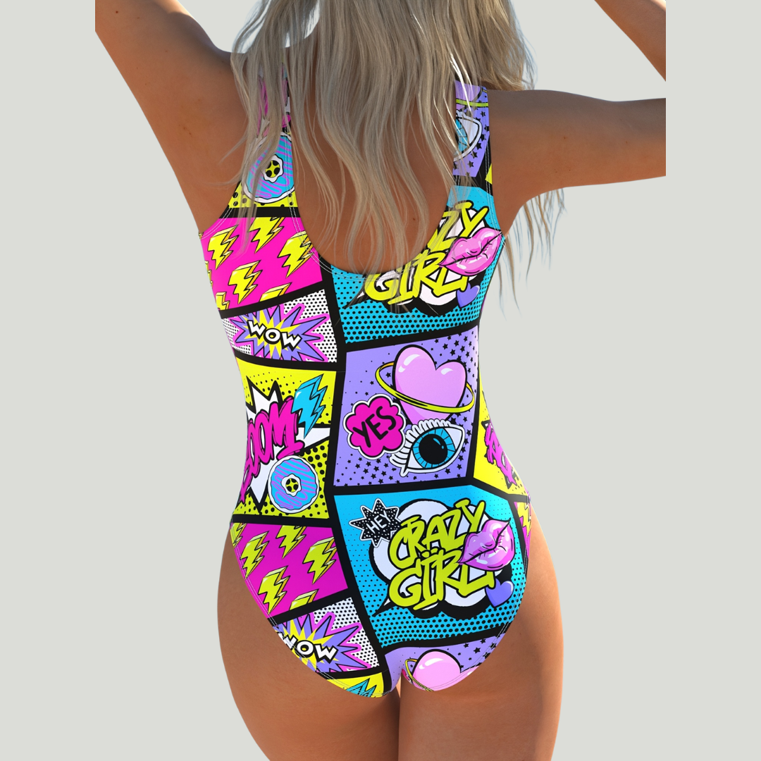Suzanne - Einteiliger Badeanzug mit Pop-Art-Print