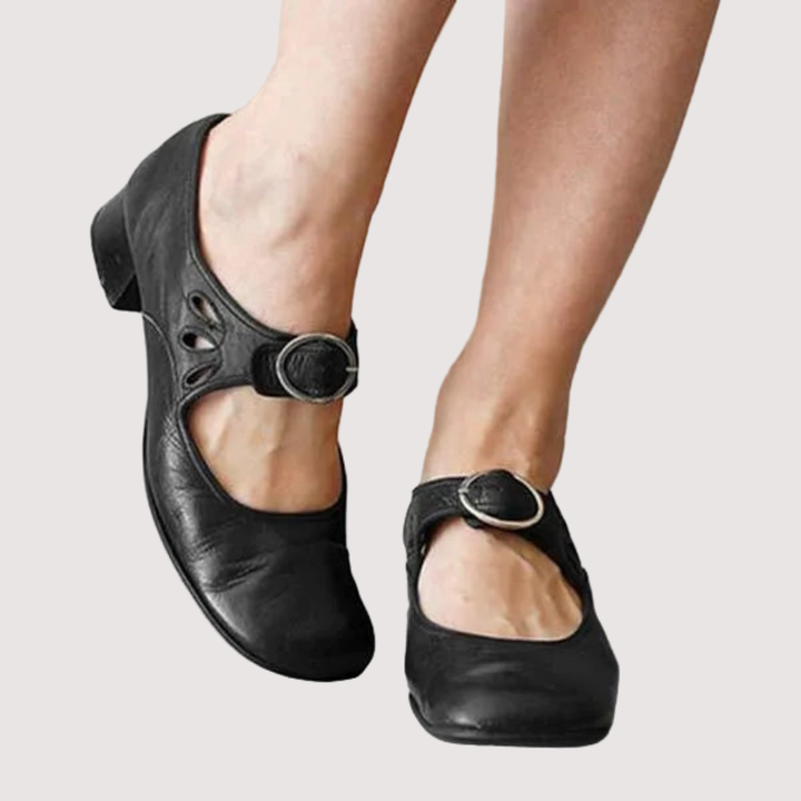 Anna -  Vintage-Stil – Elegante Alltagsschuhe mit Schnalle und Blockabsatz