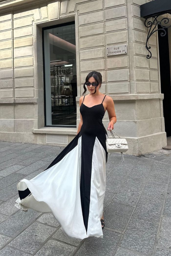 Faye | Ärmelloses Damen-Maxikleid mit V-Ausschnitt und seitlichem Stoffeinsatz für Hochzeitsgäste