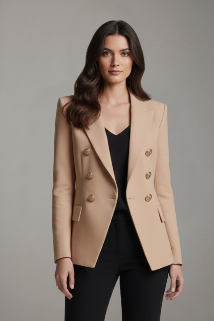 Rebecca | Zweireihiger taillierter Blazer mit goldfarbenen Knöpfen für Damen