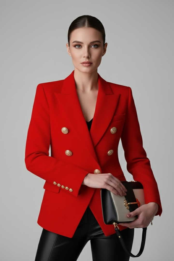 Rebecca | Zweireihiger taillierter Blazer mit goldfarbenen Knöpfen für Damen