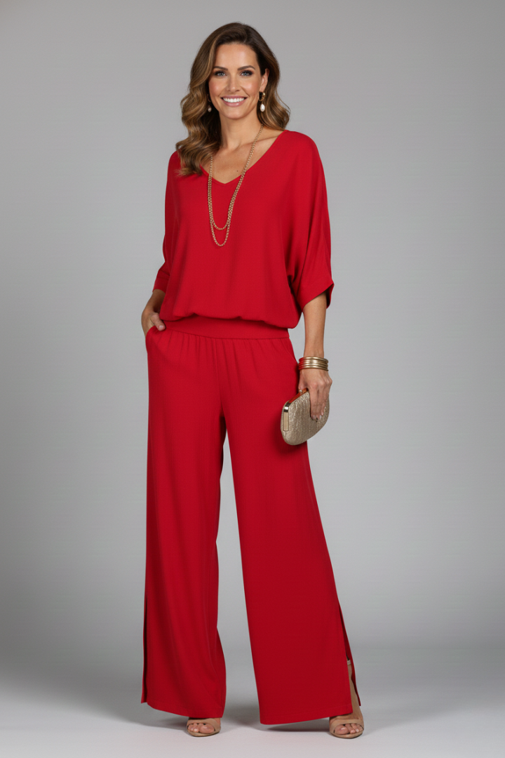 Florencia | Chiffon-Set mit weiter Hose für Damen