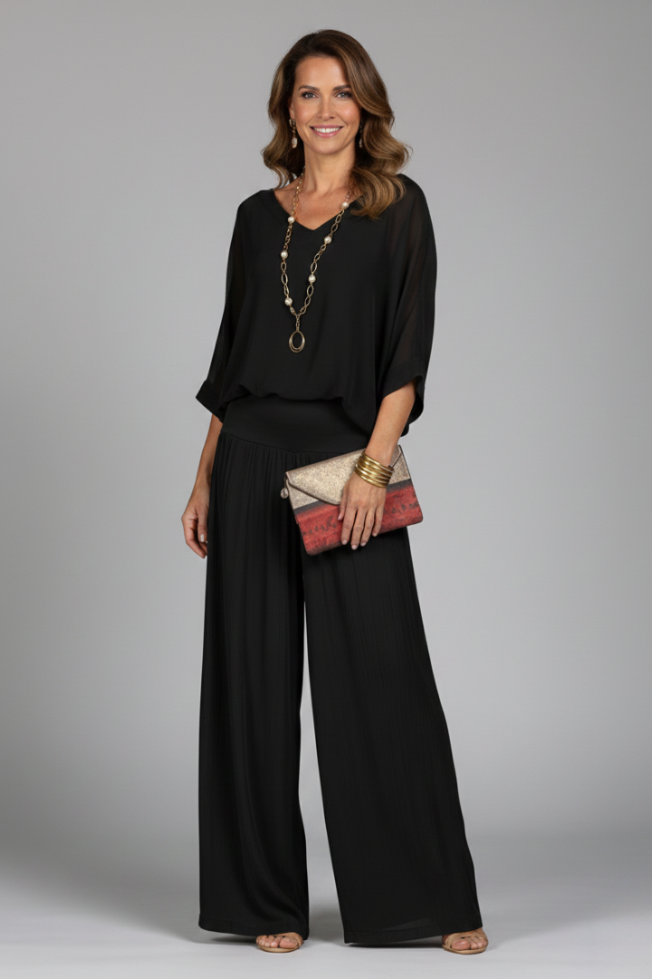 Florencia | Chiffon-Set mit weiter Hose für Damen