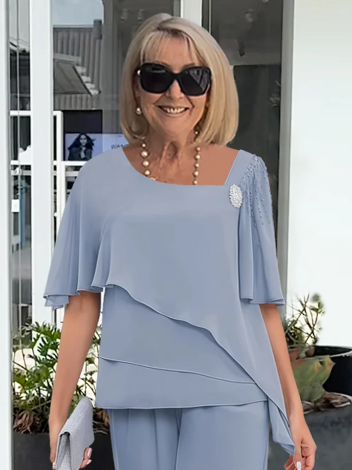 Arabel | Set mit Culotte-Hose und kurzen Rüschenärmeln für Damen