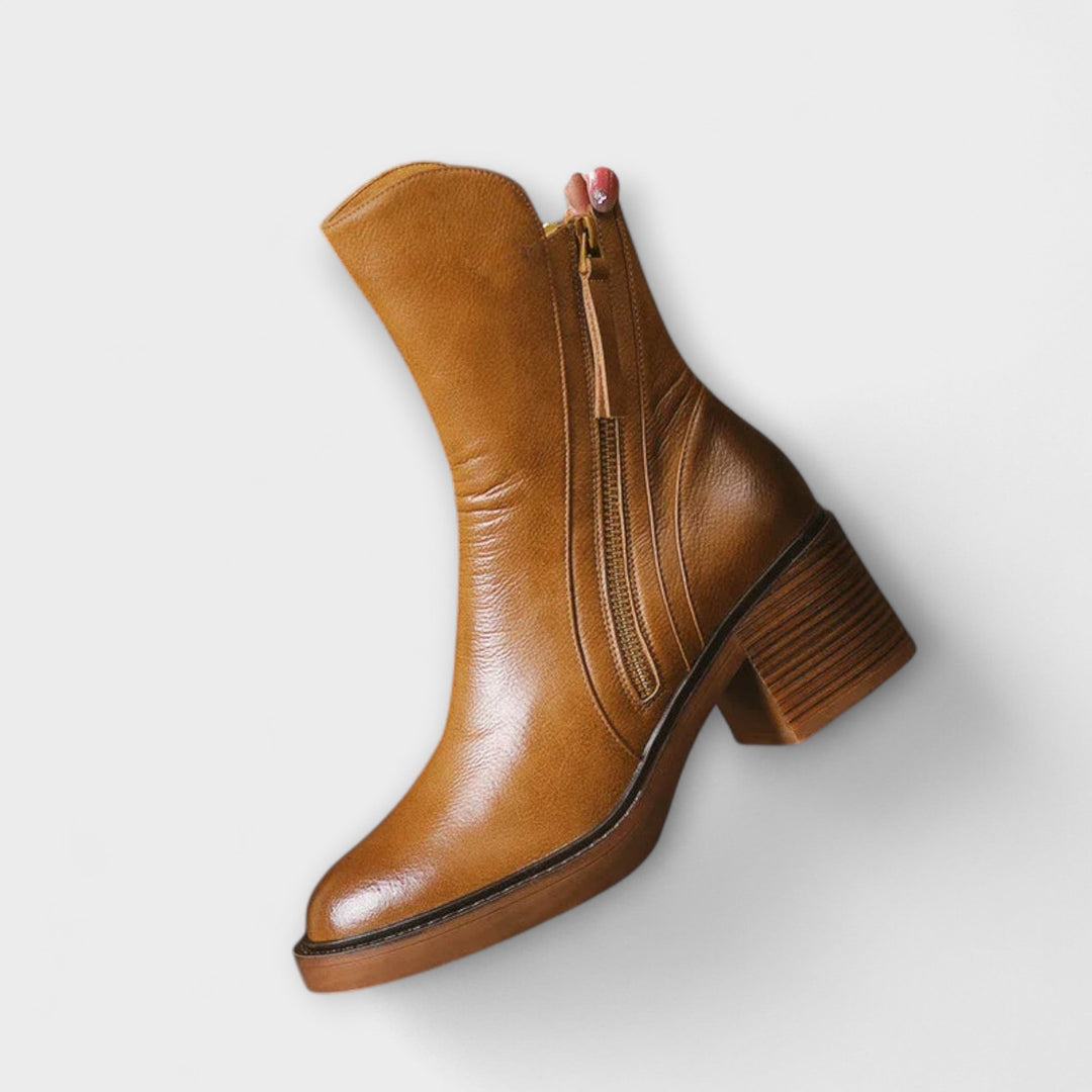 Marlene - Lederstiefel mit Blockabsatz