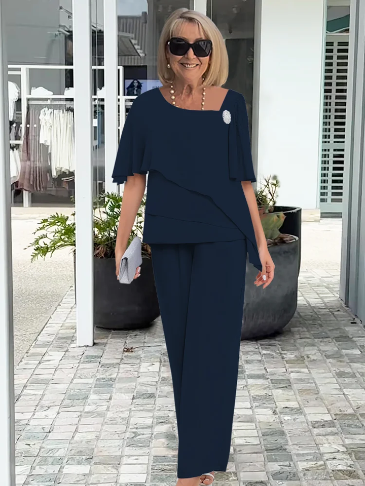 Arabel | Set mit Culotte-Hose und kurzen Rüschenärmeln für Damen