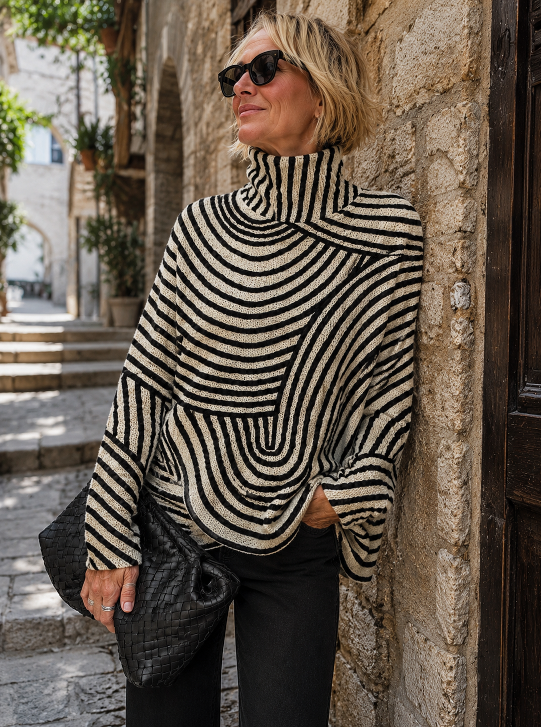 Ruth | Gestreifter Rollkragenpullover für Damen
