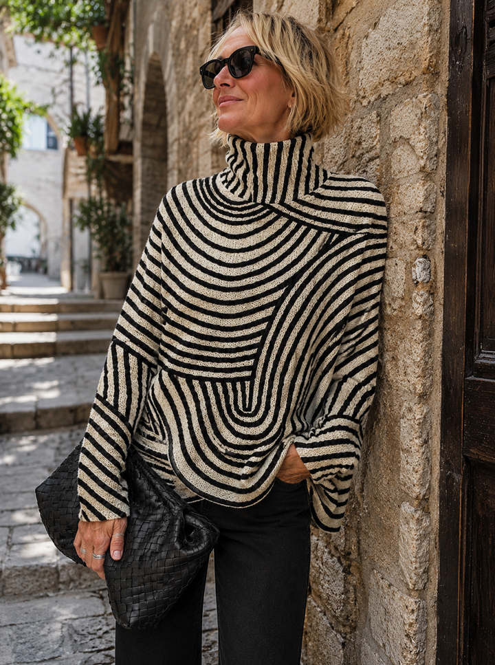 Ruth | Gestreifter Rollkragenpullover für Damen
