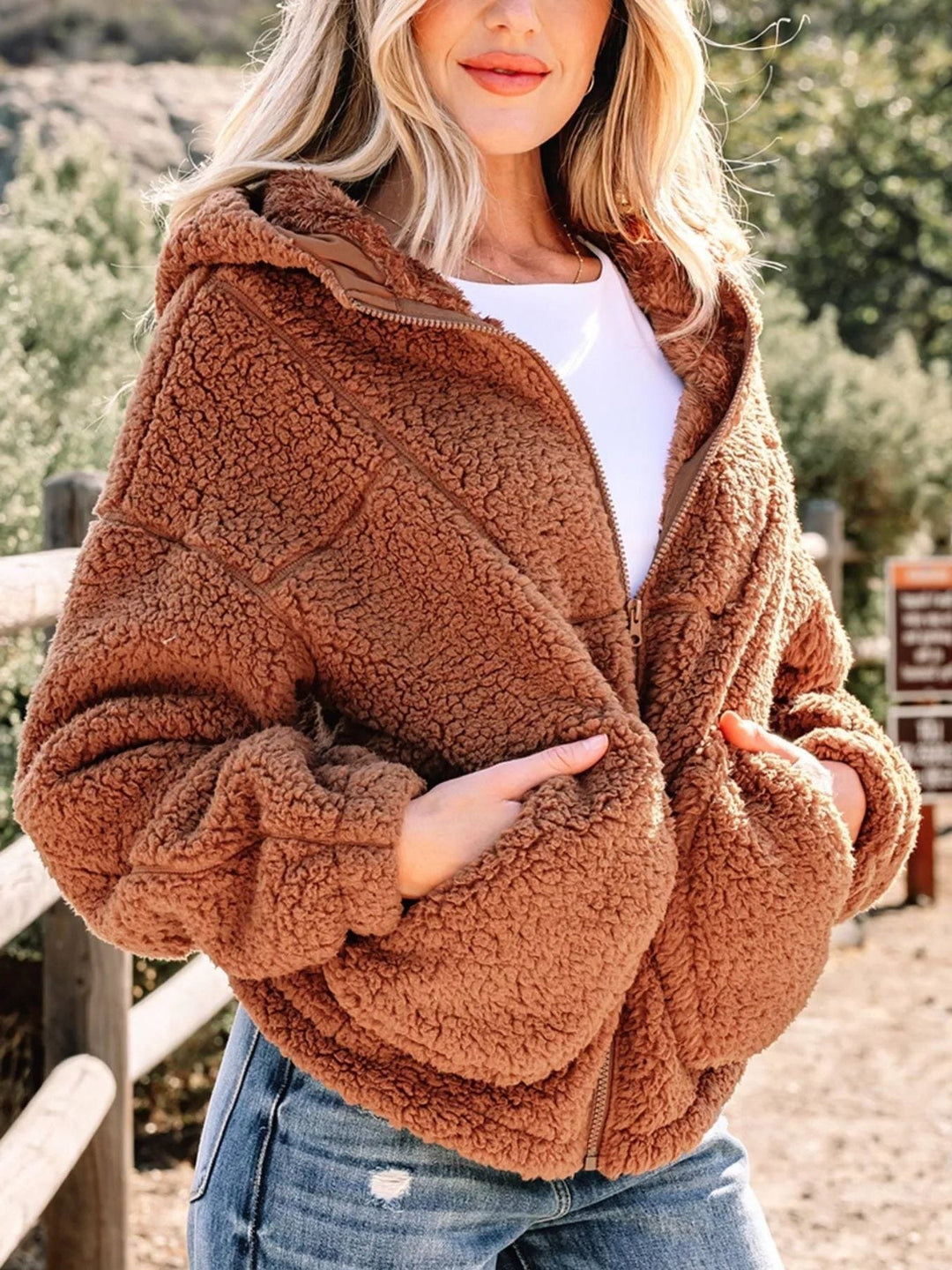 Aileen | Oversized-Teddyjacke mit Reissverschluss für Damen