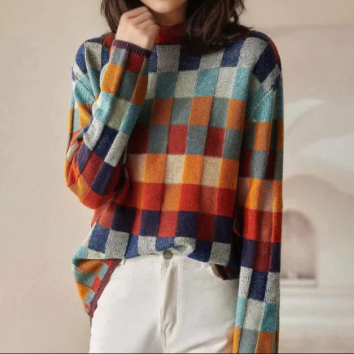 Aimée | Karierter Pullover mit Rundhalsausschnitt für Damen