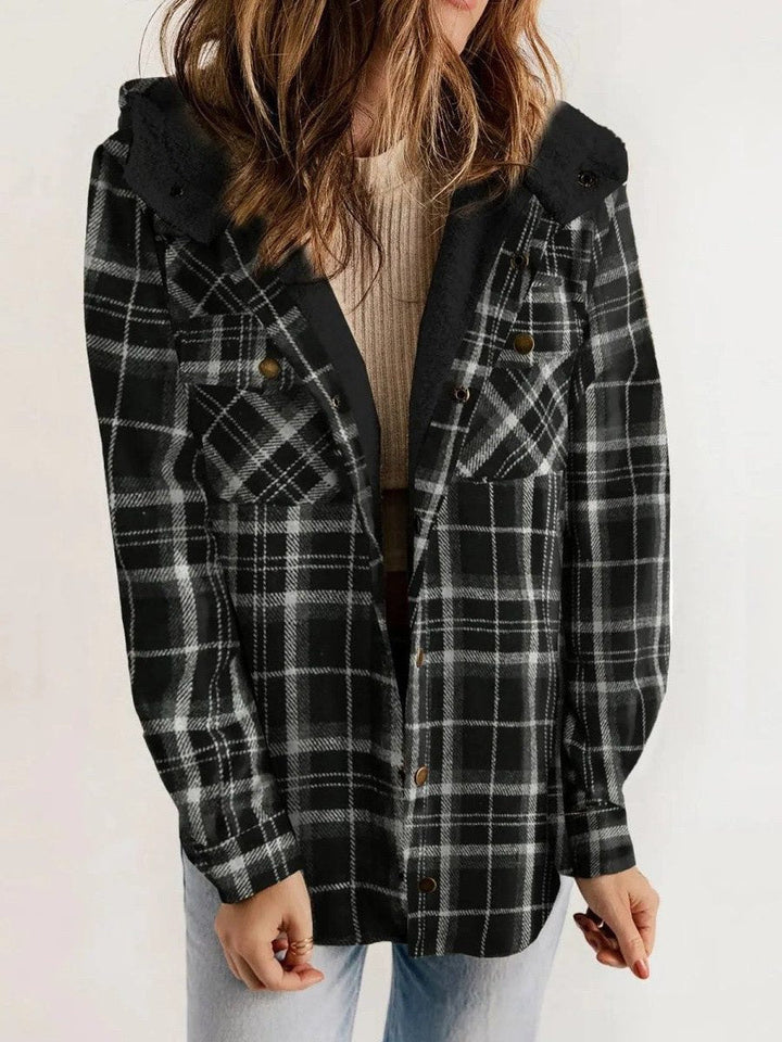 Alcina | Karierte Oversized-Jacke mit Kapuze für Damen