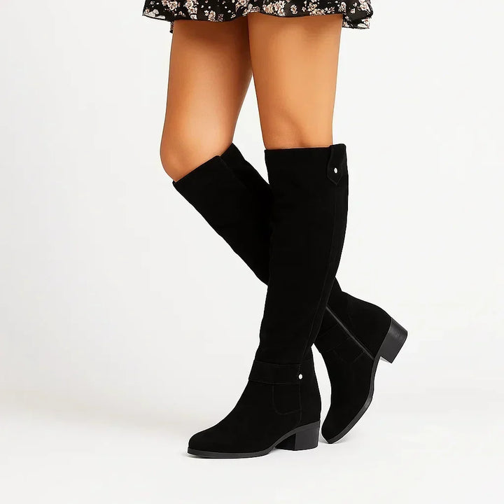 Colette | Kniehohe Wildlederstiefel mit Blockabsatz für Damen