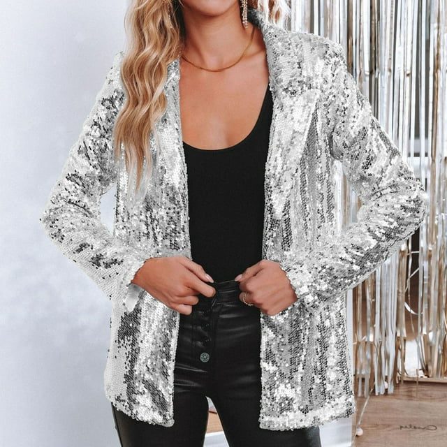 Avery | Taillierter Paillettenblazer mit Dreiviertelärmeln für Damen