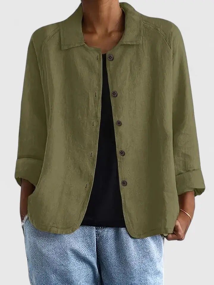 Maya | Baumwoll-Hemdjacke mit Knopfleiste für Damen