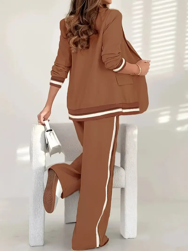 Edmee | Set aus Blazer und weiter Hose mit Streifendetails für Damen