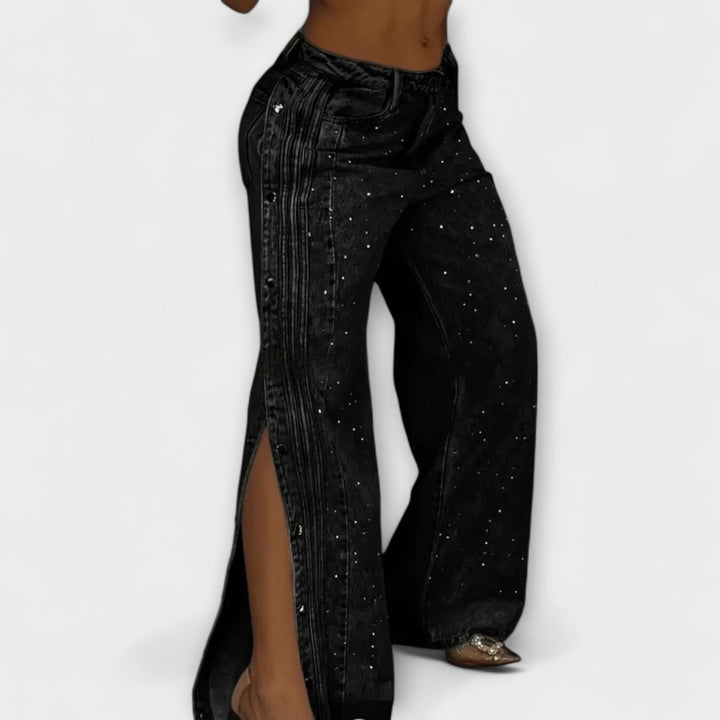 Brunhild - Strass-Hose mit Seitenschlitz