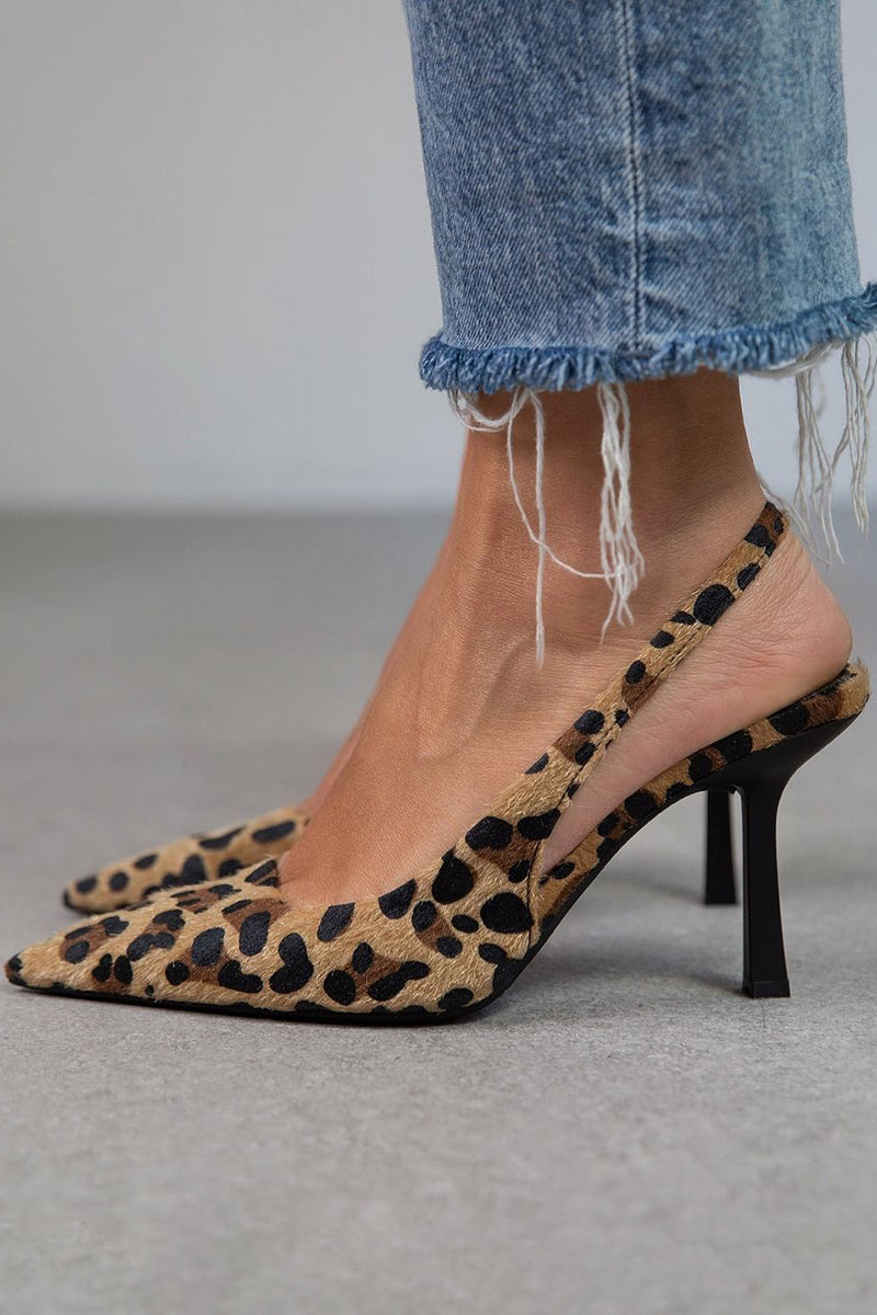 Liorina - Khaki-Pumps mit Leopardenmuster und spitzer Zehenpartie