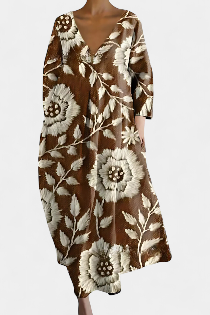 Ana - Buntes fliessendes Kleid mit Aquarellmuster