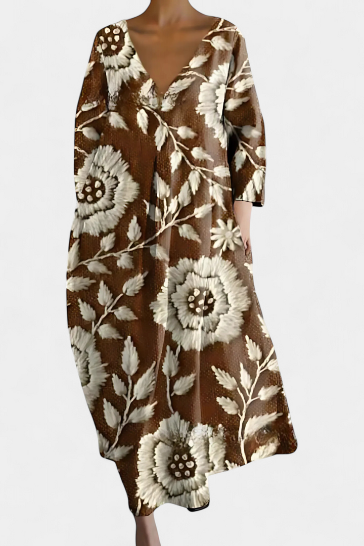Ana - Buntes fliessendes Kleid mit Aquarellmuster