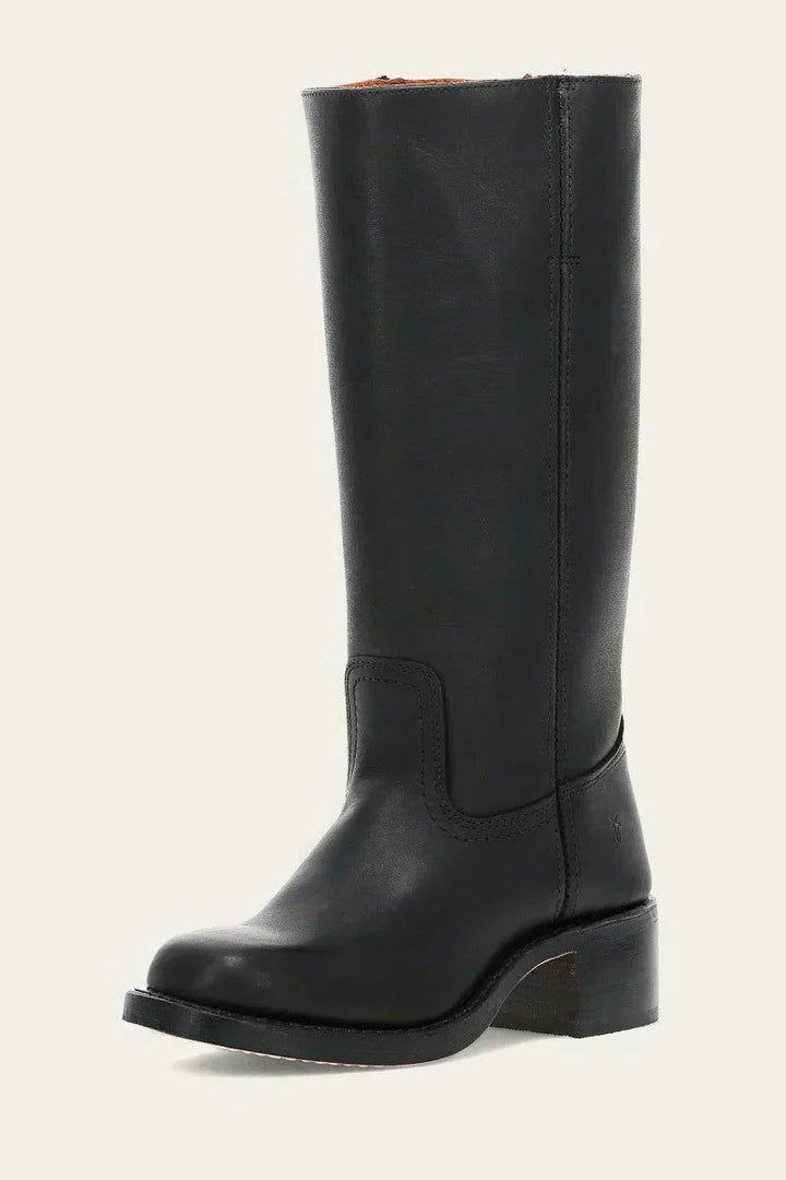 Tessa | Kniehohe Stiefel aus Leder und Wildleder mit Blockabsatz für Damen