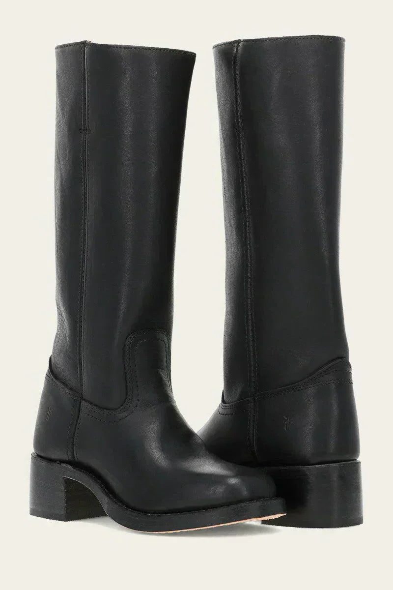 Tessa | Kniehohe Stiefel aus Leder und Wildleder mit Blockabsatz für Damen