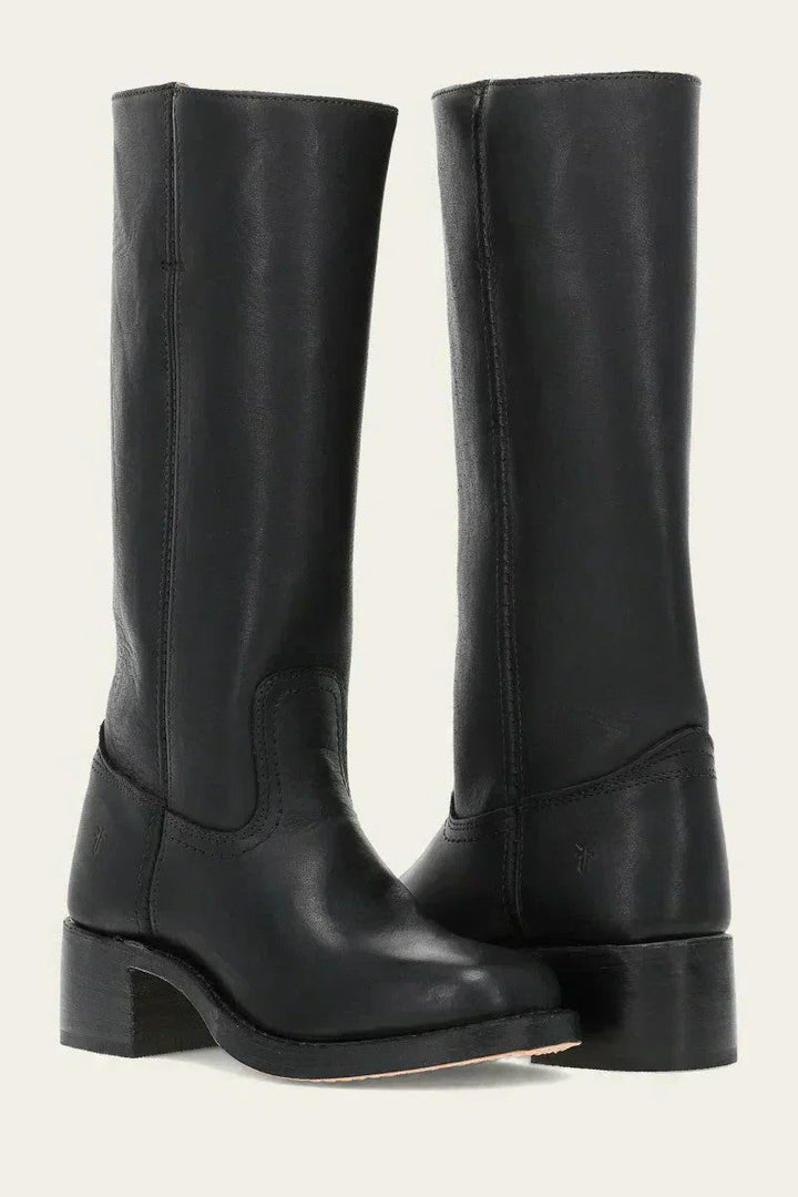 Tessa | Kniehohe Stiefel aus Leder und Wildleder mit Blockabsatz für Damen