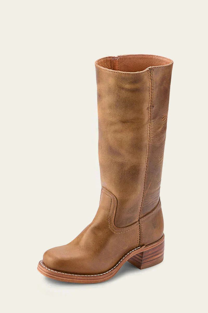 Tessa | Kniehohe Stiefel aus Leder und Wildleder mit Blockabsatz für Damen