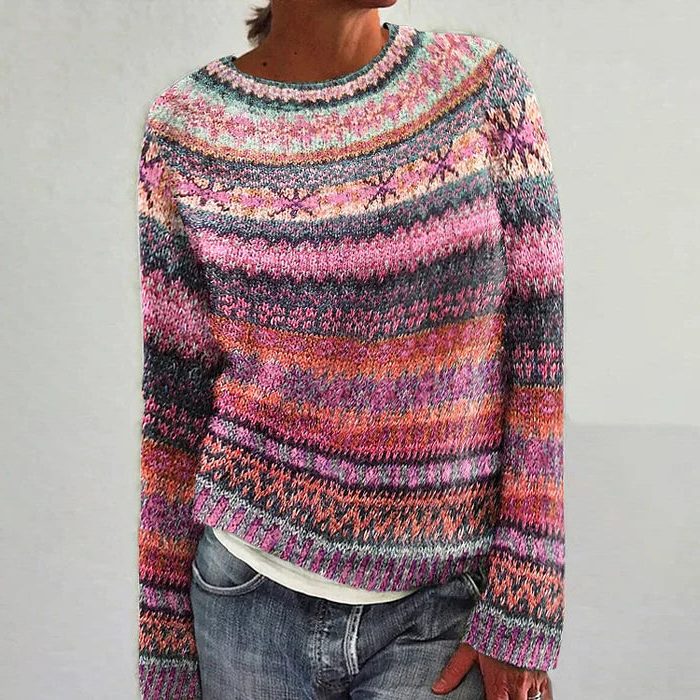 Briallen | Fair-Isle-Pullover mit Rundhalsausschnitt für Damen