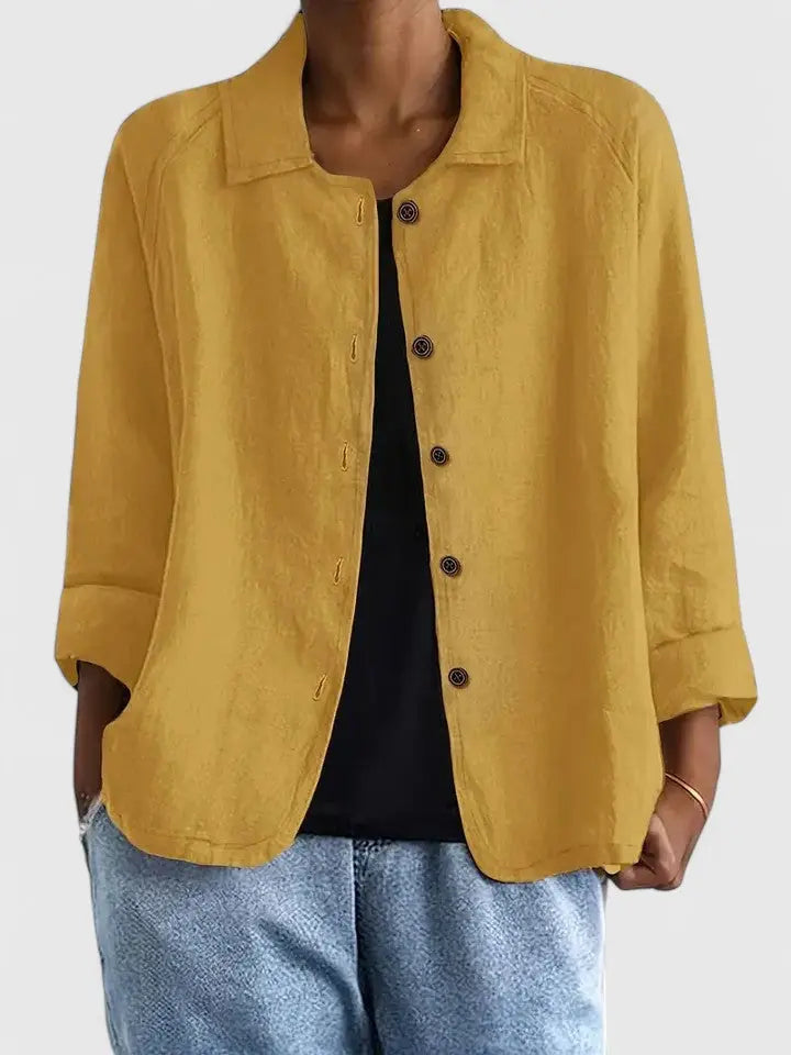 Maya | Baumwoll-Hemdjacke mit Knopfleiste für Damen