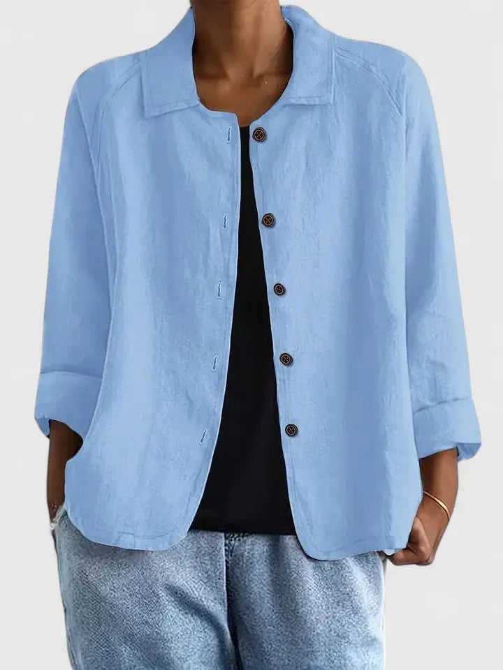 Maya | Baumwoll-Hemdjacke mit Knopfleiste für Damen