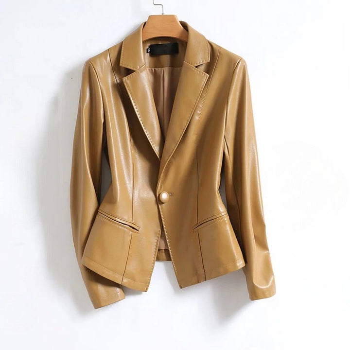 Camellia | Einreihiger Lederblazer mit Reverskragen für Damen