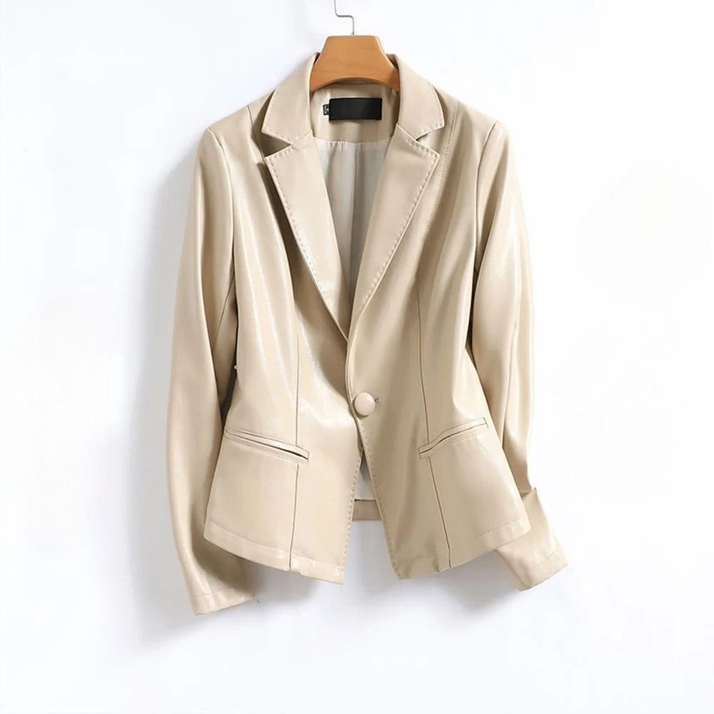 Camellia | Einreihiger Lederblazer mit Reverskragen für Damen