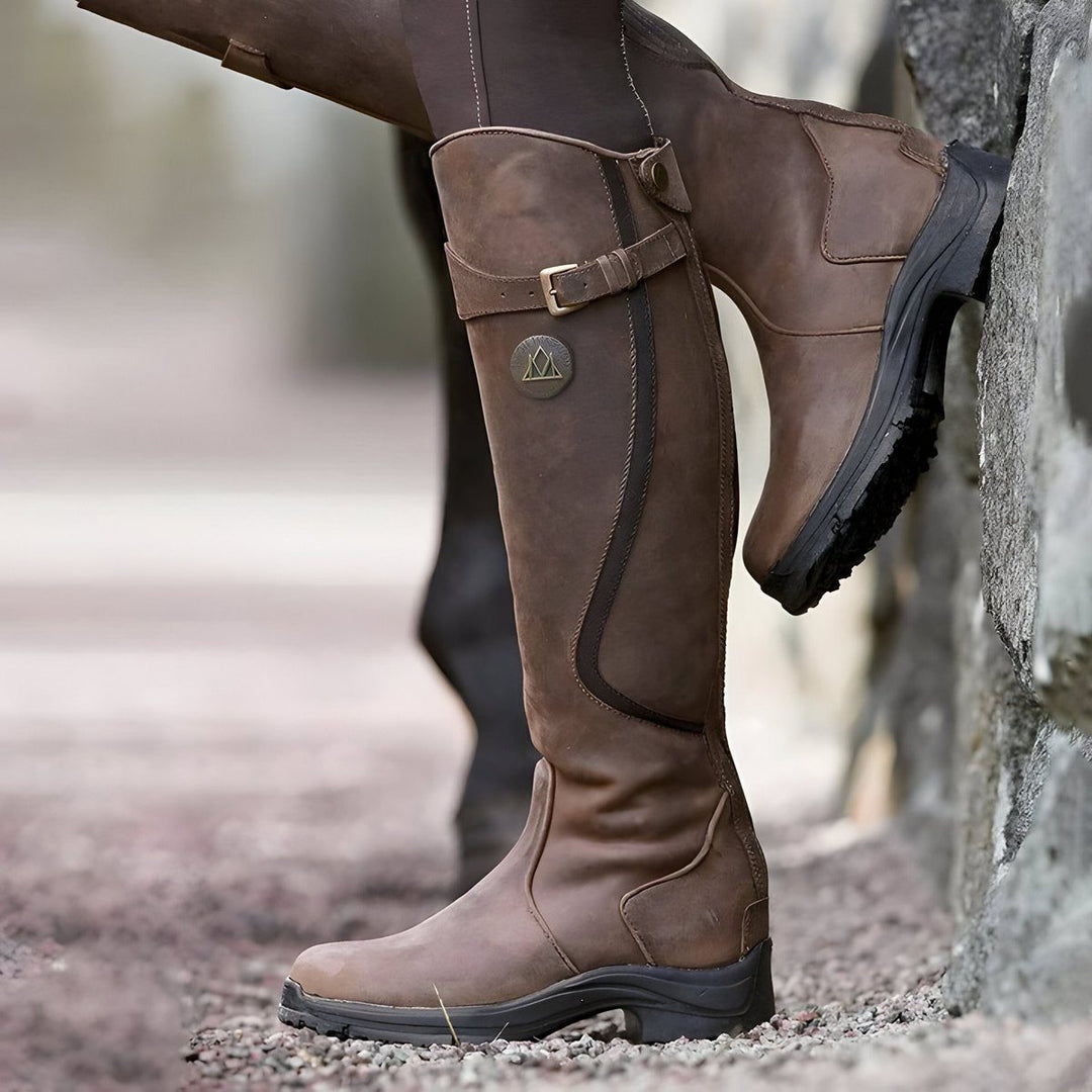 Cataleya | Kniehohe Reitstiefel aus Leder mit Schnallenriemen für Damen
