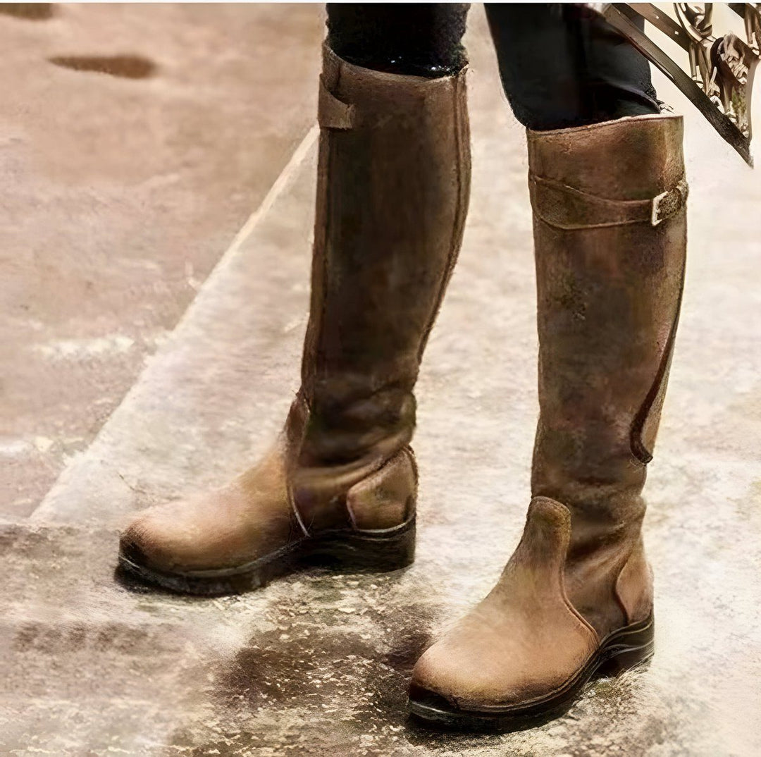 Cataleya | Kniehohe Reitstiefel aus Leder mit Schnallenriemen für Damen