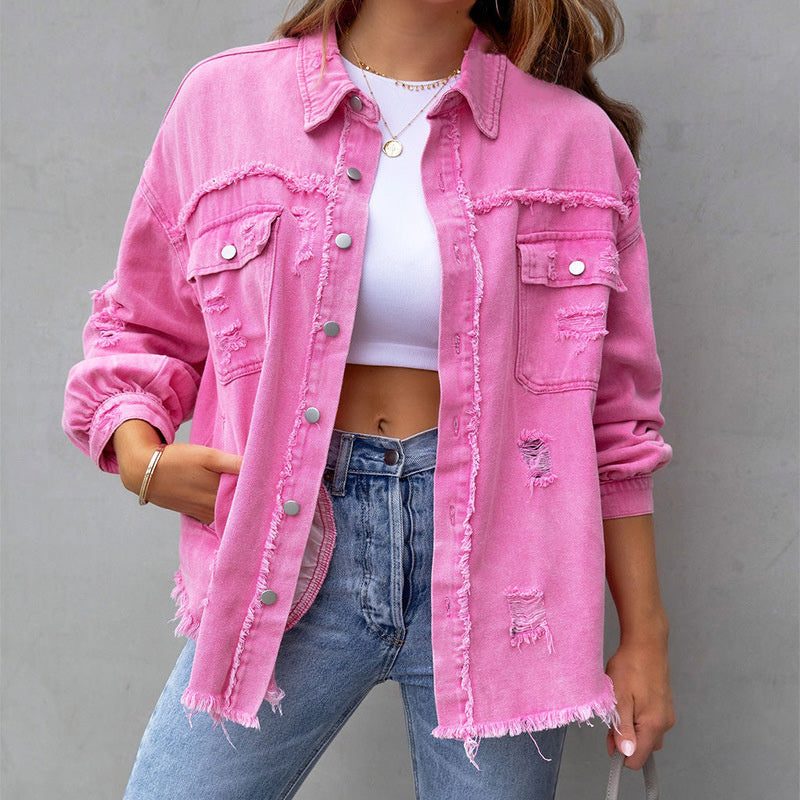 Cecilia | Oversized-Jeansjacke im Destroyed-Look für Damen