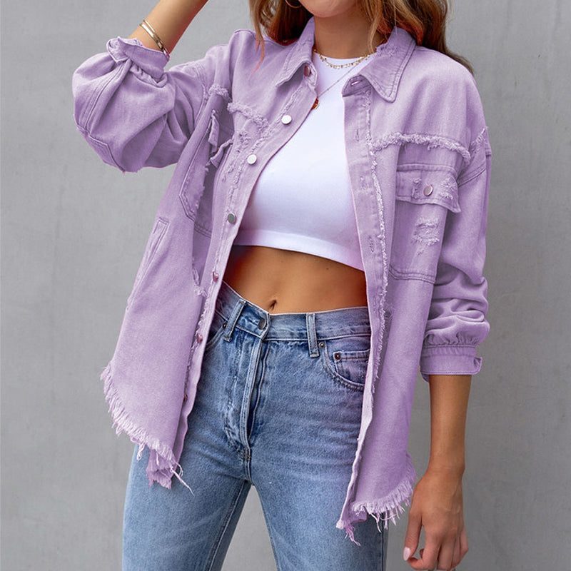 Cecilia | Oversized-Jeansjacke im Destroyed-Look für Damen